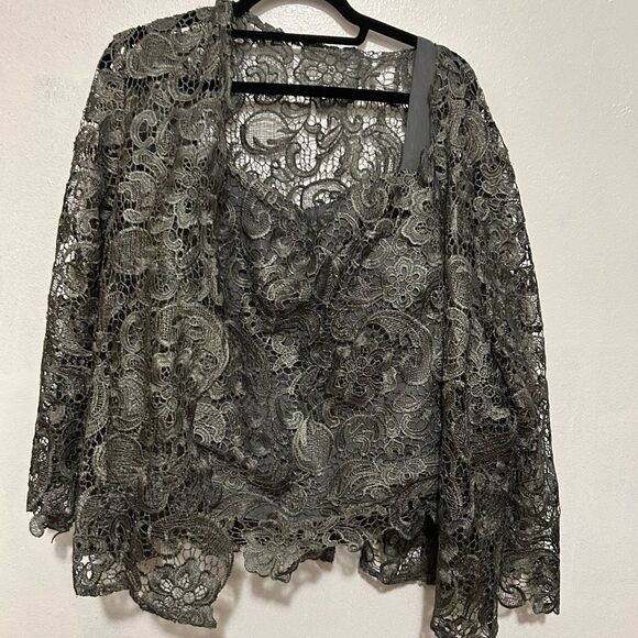 NWT Women's 3 Piece Jacket and Camisole Over Pant grey size 26 W - Picture 3 of 16